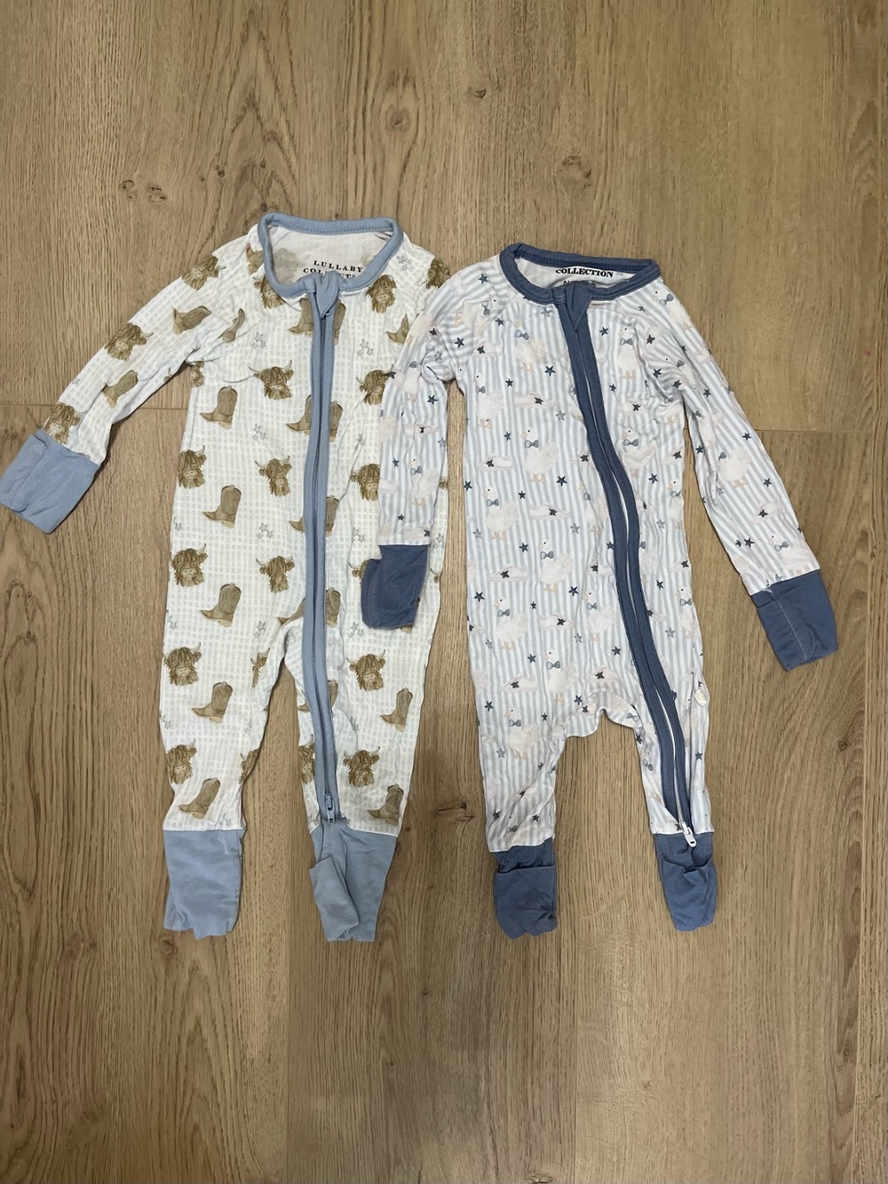 Baby Boy Lullaby Collection Footie Bamboo Pajamas in blue (newborn)